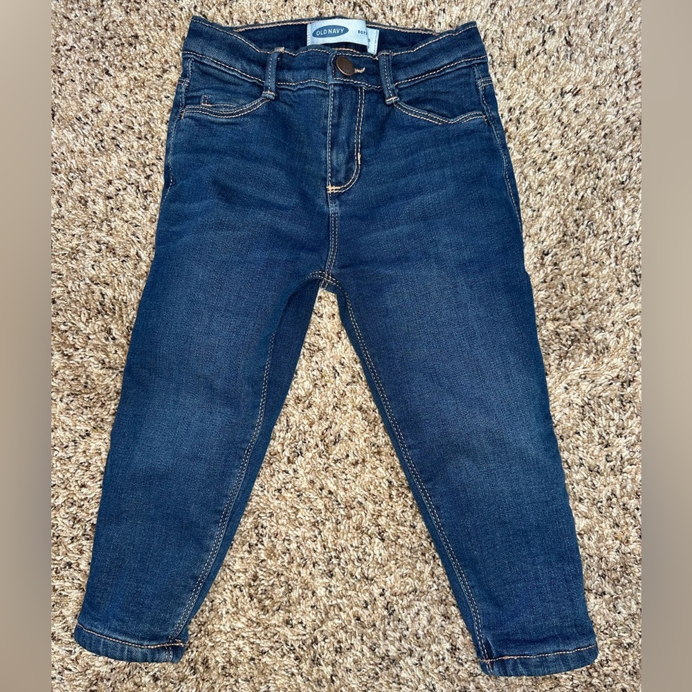 Old Navy Boyfriend‎ Fleece Lined Jeans 3T Dark Wash Cozy Winter Denim